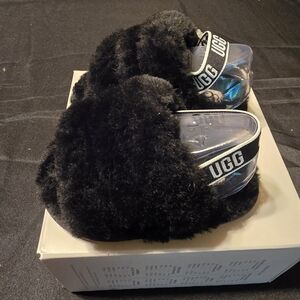 UGG Black Fluffy YEAH Slide Sandals